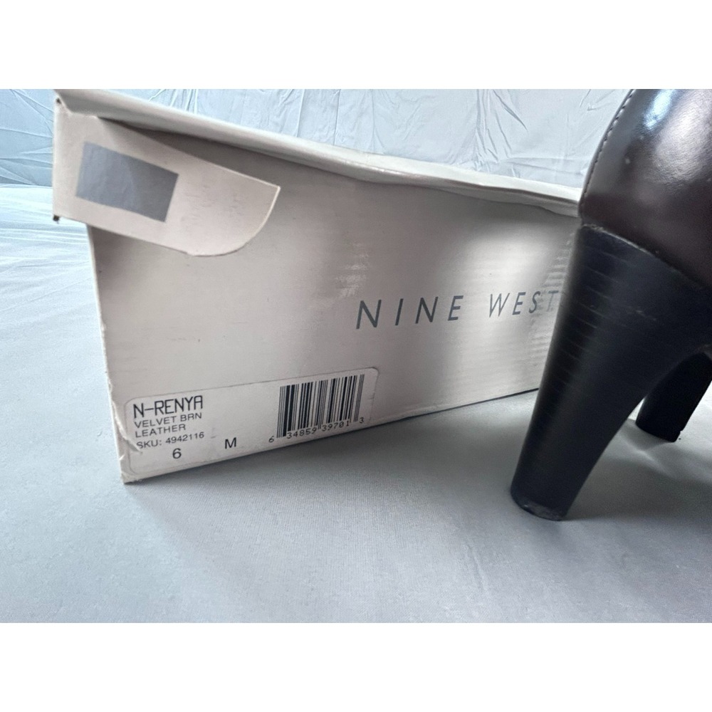Nine West Women Ankle Boots US 6 Brown Leather Heeled Bootie Classic Minimalist - Picture 4 of 9